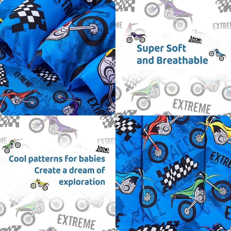 lasoftan Toddler Bedding Set, Toddler Bed Comforter Sets for Girls, Toddler Bed Set, Motorcycle Printed - Image 2